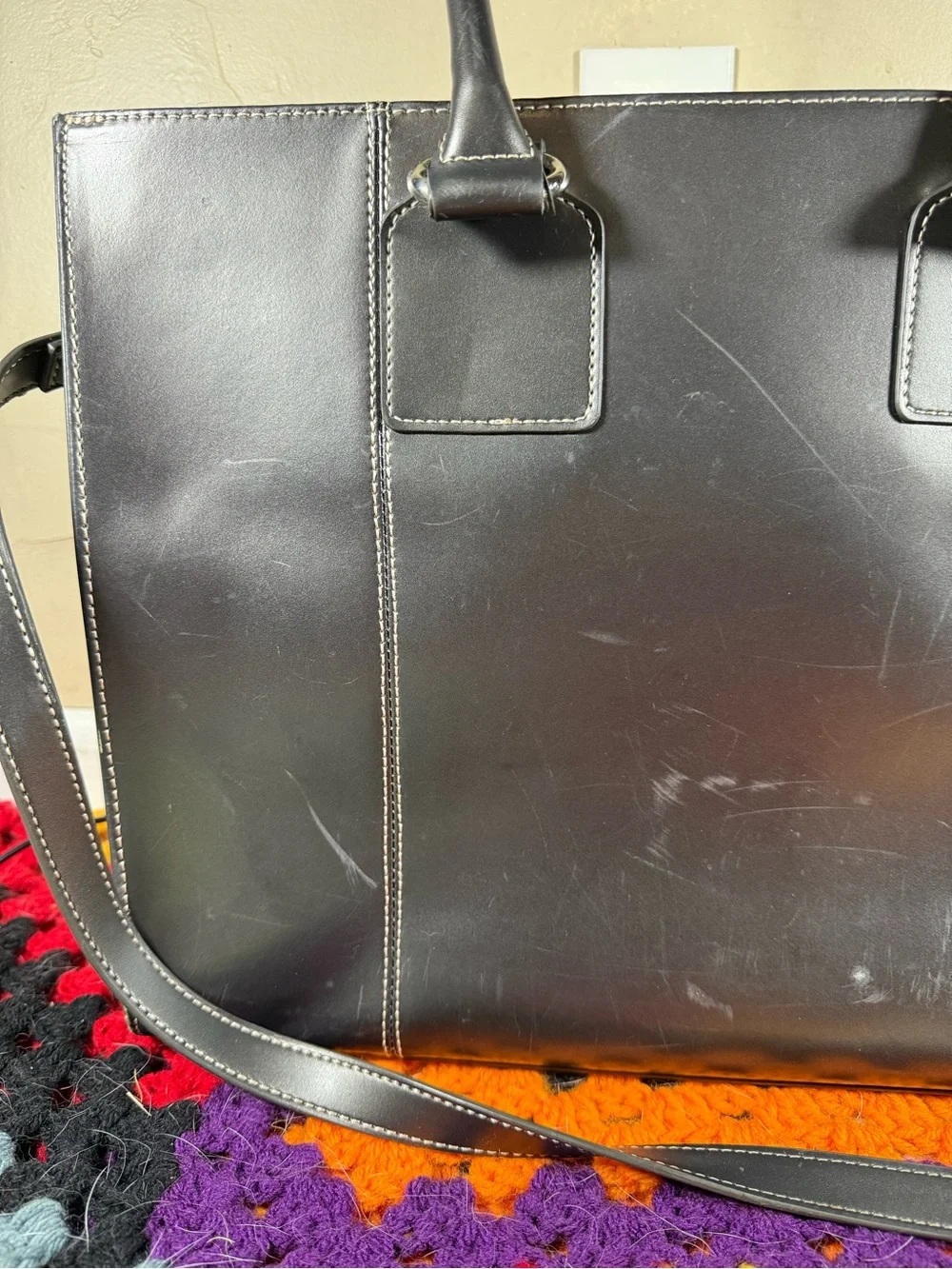 Wilsons Leather Black Leather Laptop Tote